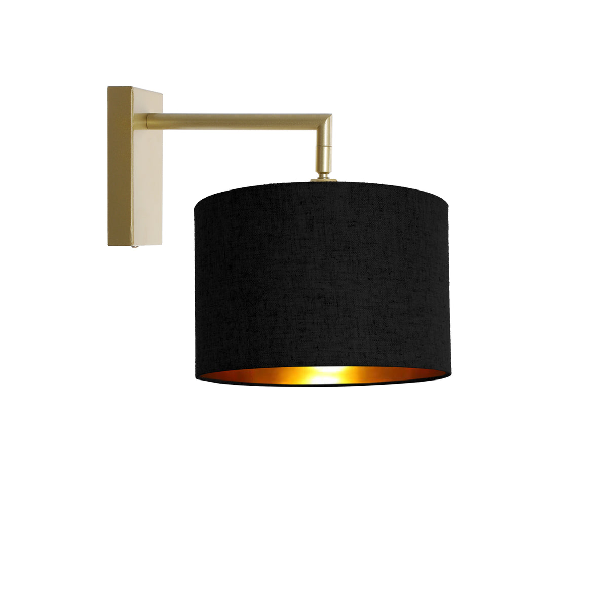 Kensington Wall Light - Gold frame - Black & Gold Fabric - 250mm