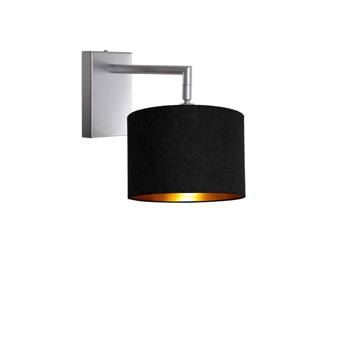 Kensington Wall Light - Silver frame - Black & Gold Fabric - 200mm