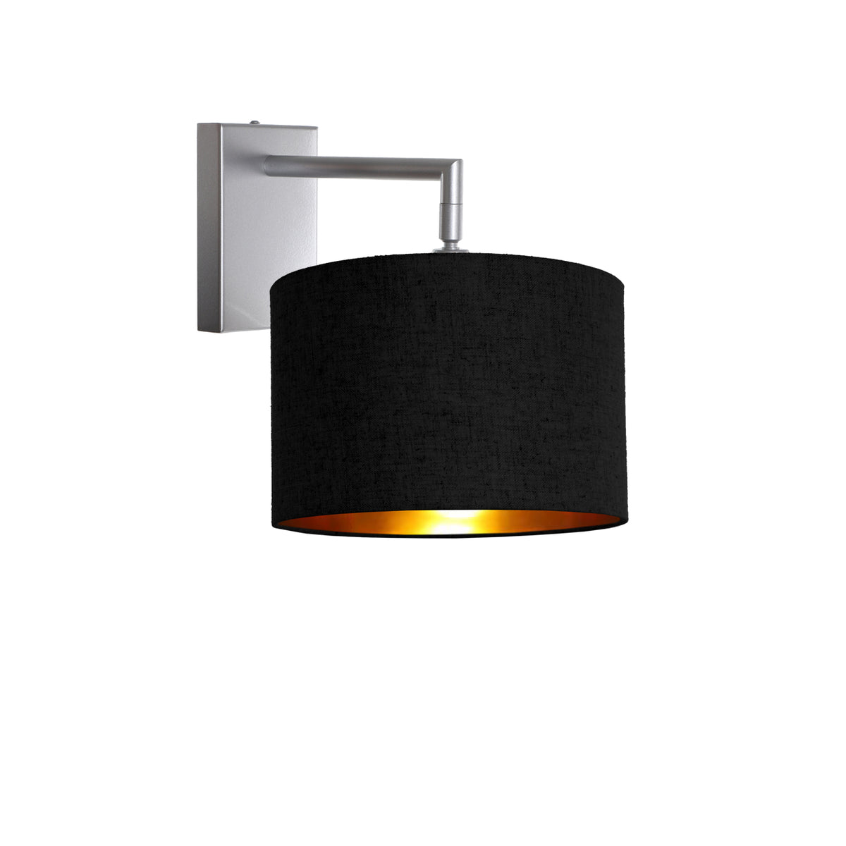 Kensington Wall Light - Silver frame - Black & Gold Fabric - 250mm