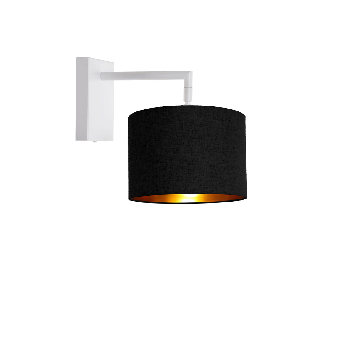 Kensington Wall Light - White frame - Black & Gold Fabric - 200mm