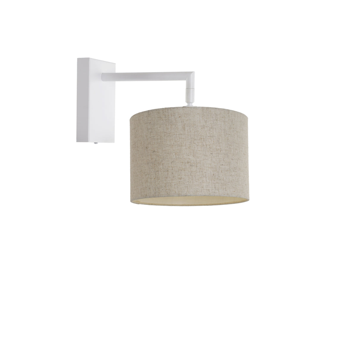 Kensington Wall Light - White frame - Natural Fabric - 200mm