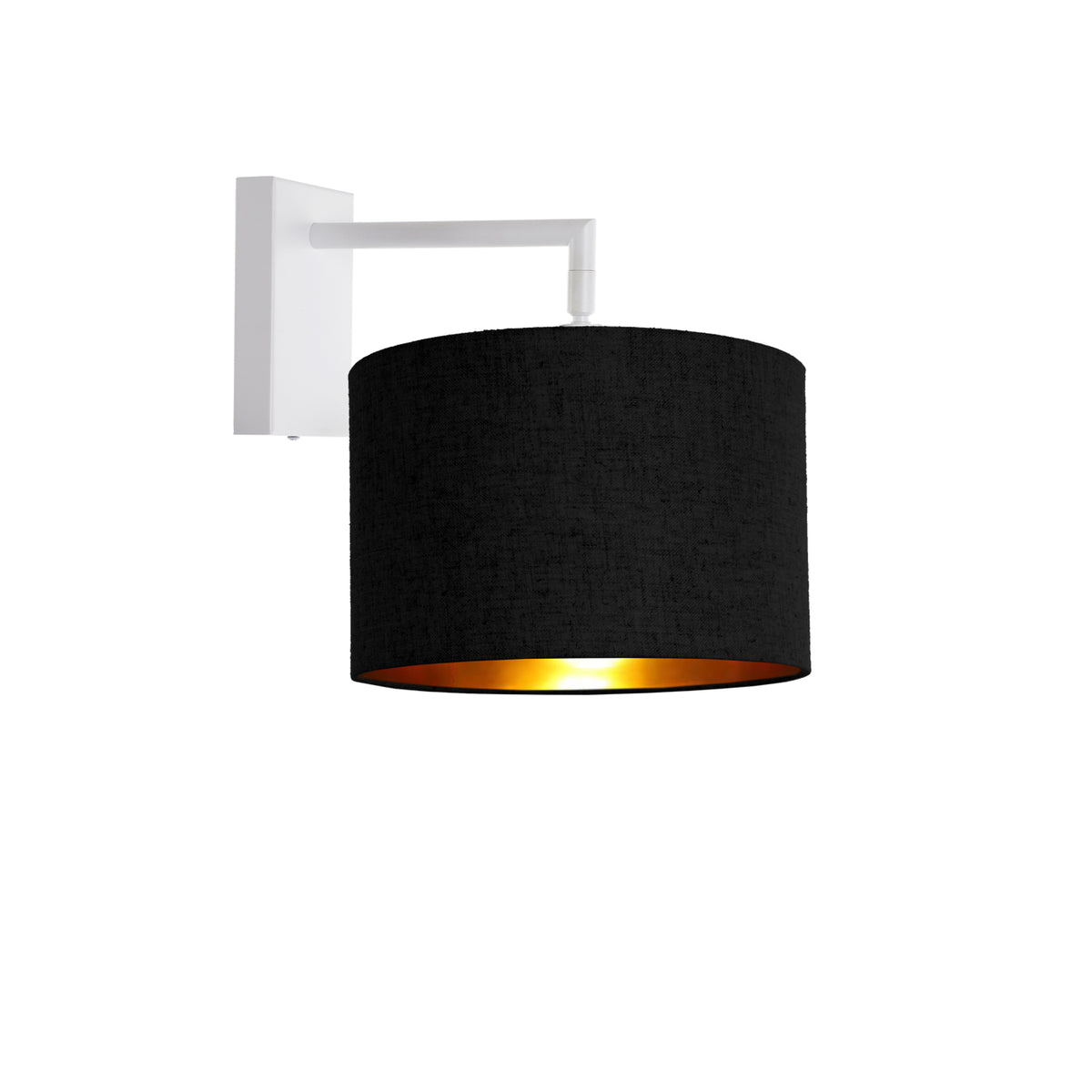 Kensington Wall Light - White frame - Black & Gold Fabric - 250mm