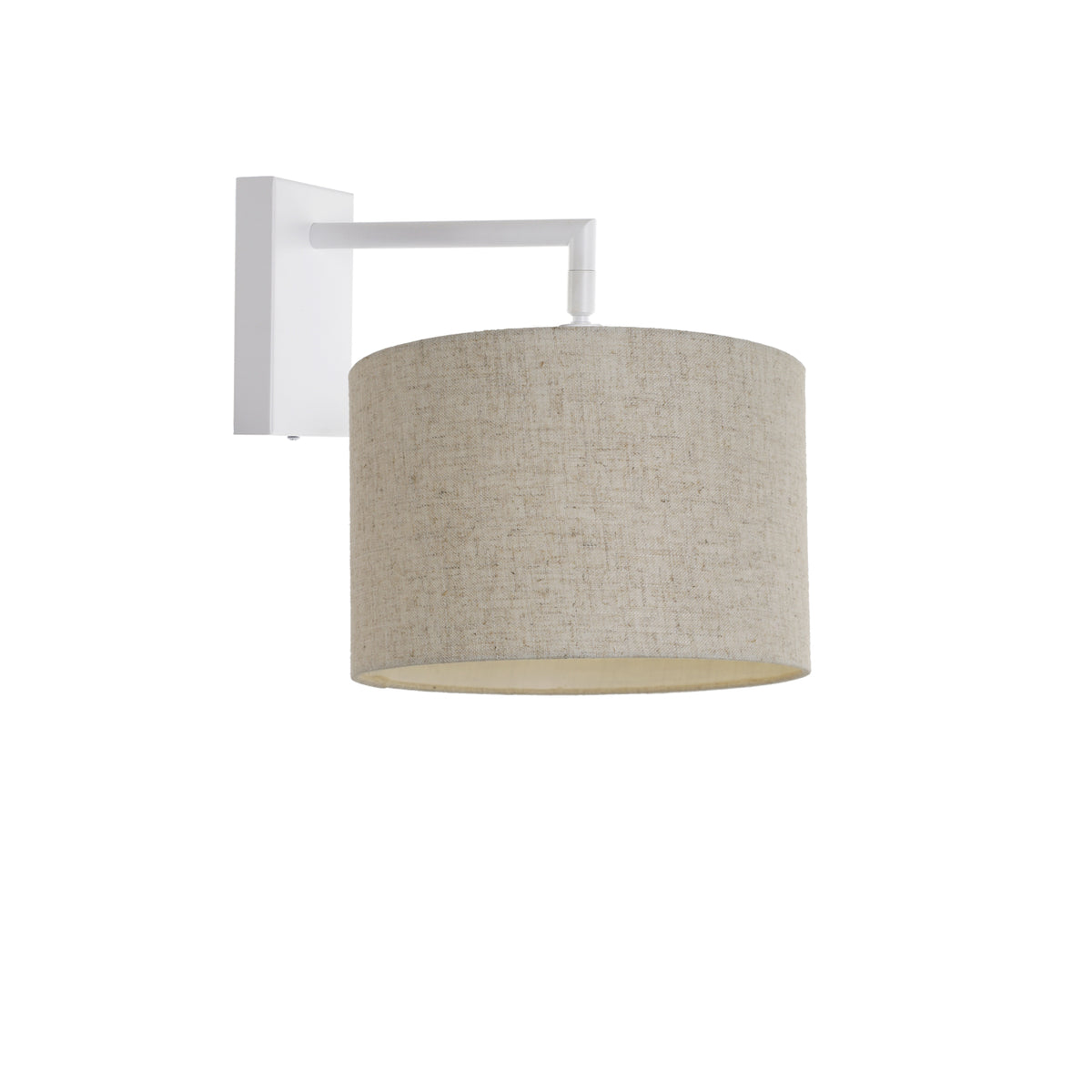 Kensington Wall Light - White frame - Natural Fabric - 250mm