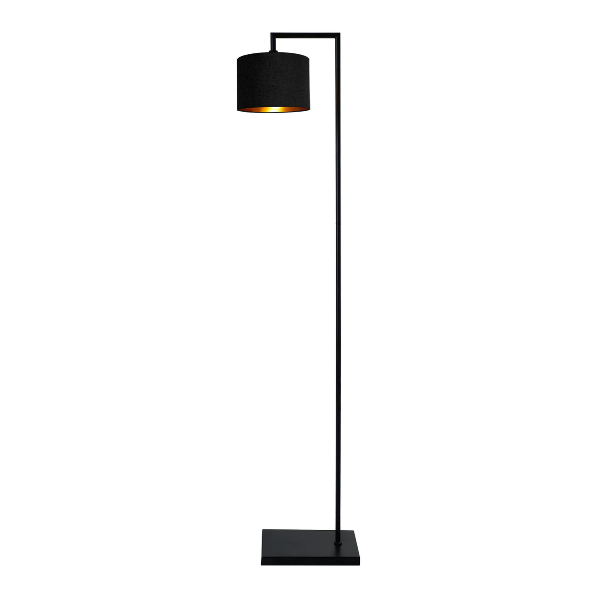 Kensington Floor Lamp - Black frame - Black & Gold Fabric - 200mm