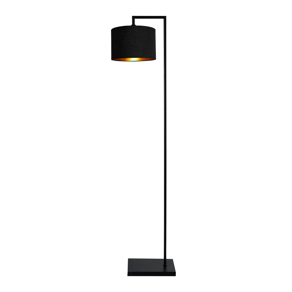 Kensington Floor Lamp - Black frame - Black & Gold Fabric - 250mm