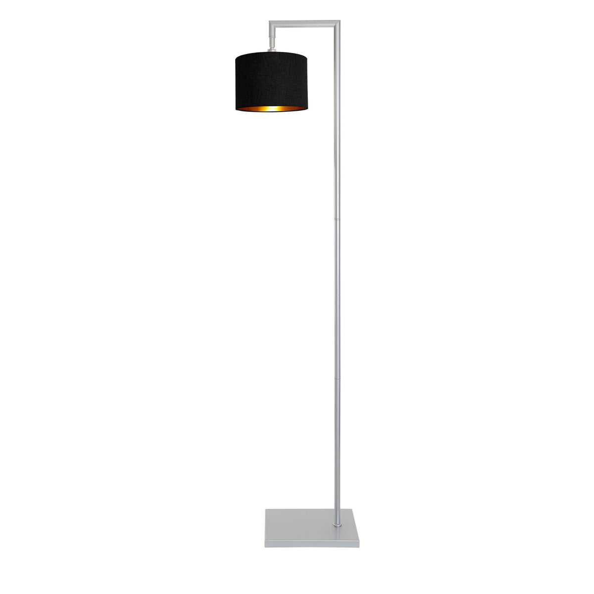 Kensington Floor Lamp - Silver frame - Black & Gold Fabric - 200mm