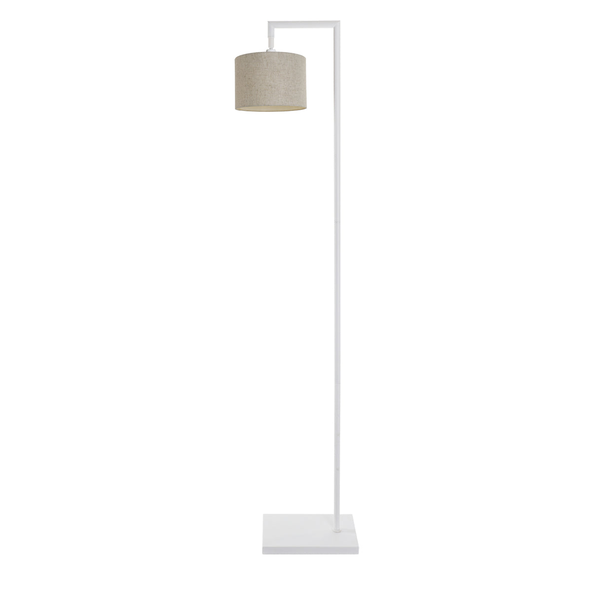 Kensington Floor Lamp - White frame - Natural Fabric - 200mm