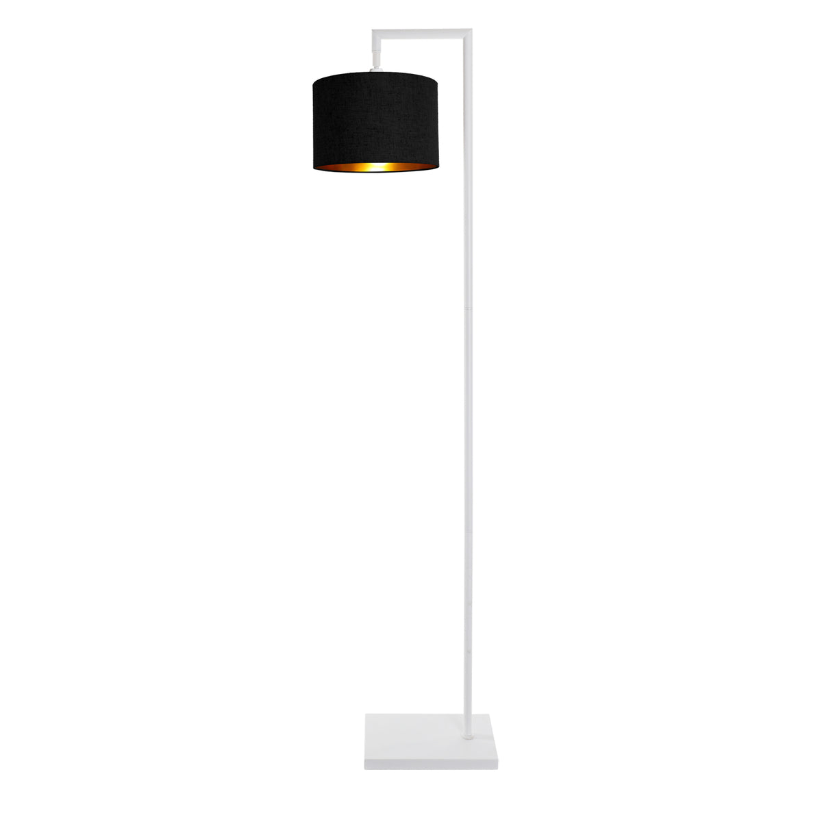 Kensington Floor Lamp - White frame - Black & Gold Fabric - 250mm