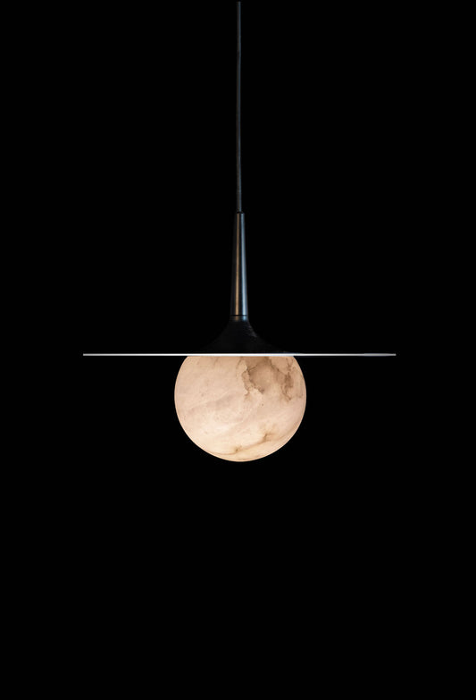 Alabaster Spun Metal Pendant Black