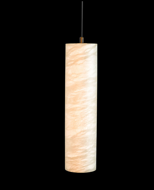 Alabaster Cylinder Pendant Antique Brass