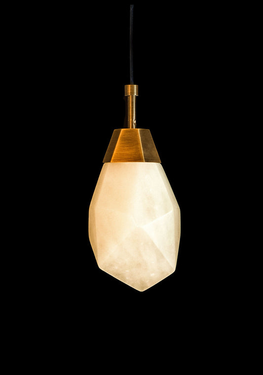 Alabaster Rock Pendant Antique Brass