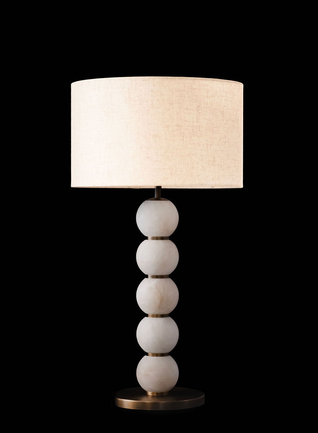 Alabaster 5 Globe Stacked Table Lamp Antique Brass
