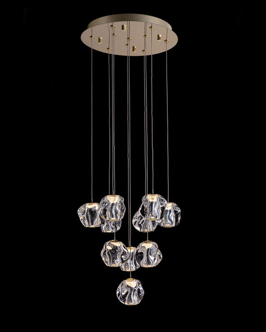 Ciottolo 10LT Round Pendant Satin Gold Illuminati Light