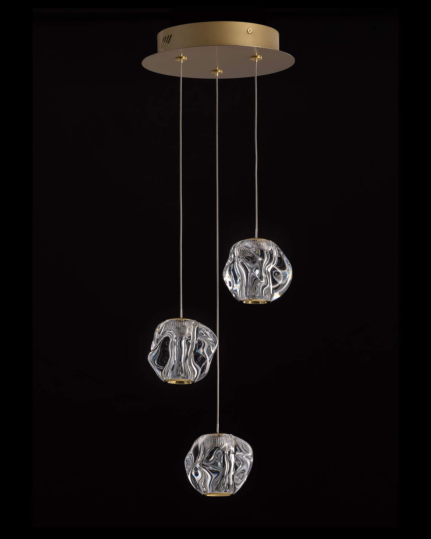 Ciottolo 3 LT Round Pendant Satin Gold Illuminati Light