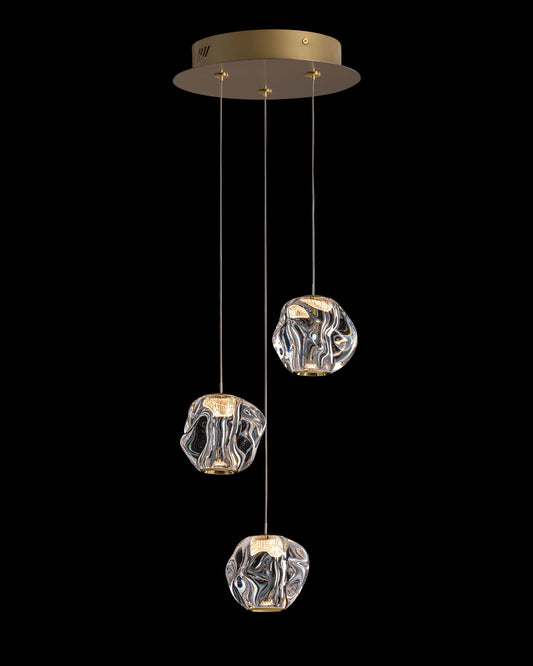 Ciottolo 3 LT Round Pendant Satin Gold Illuminati Light