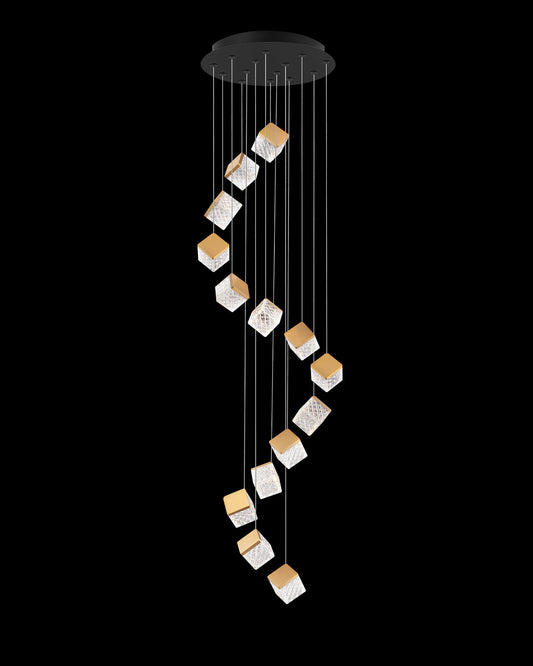 Magia 14Lt Pendant Matt Black with Satin Gold Illuminati Light