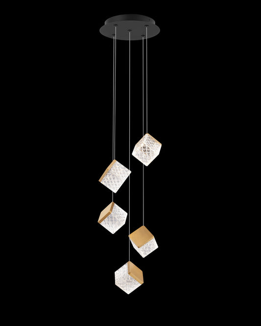 Magia 5Lt Pendant Matt Black with Satin Gold Illuminati Light