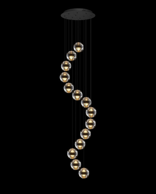 Frizzante 14Lt Round Pendant Matt Black Smoke Glass Illuminati Light