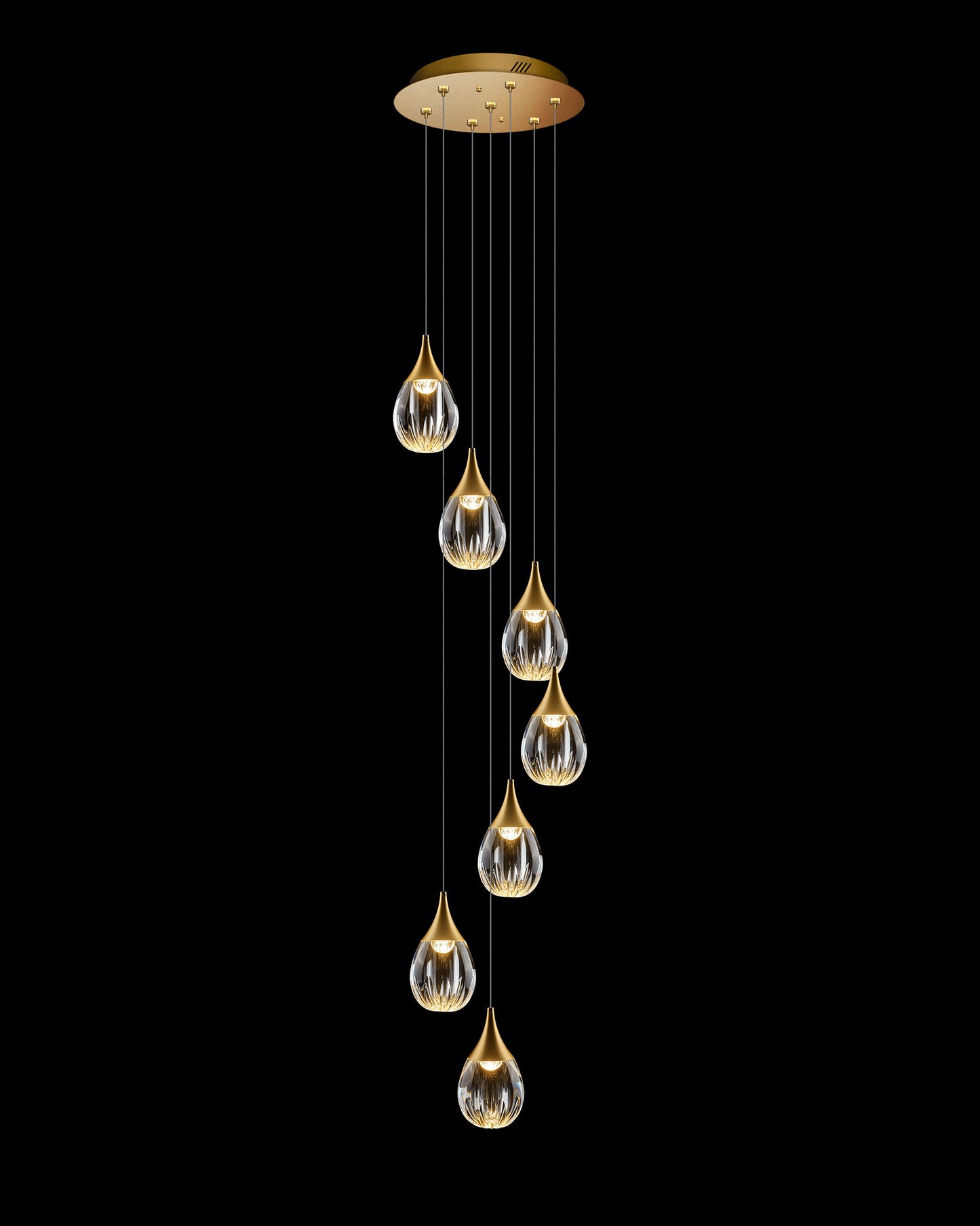 Stilla 7 Light Round Pendant Gold Illuminati