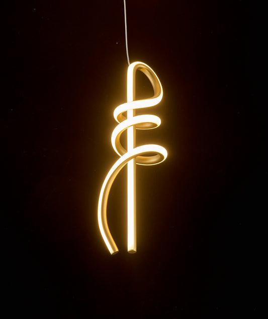 Clef Small Vertical Pendant Satin Gold Illuminati Light